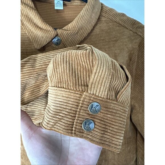 Karl Lagerfeld Paris Women's M Snap Corduroy Shacket Roasted Pecan NWT - Picture 7 of 15
